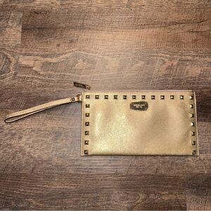 Michael Kors Womens Saffiano Leather Large Pale Gold